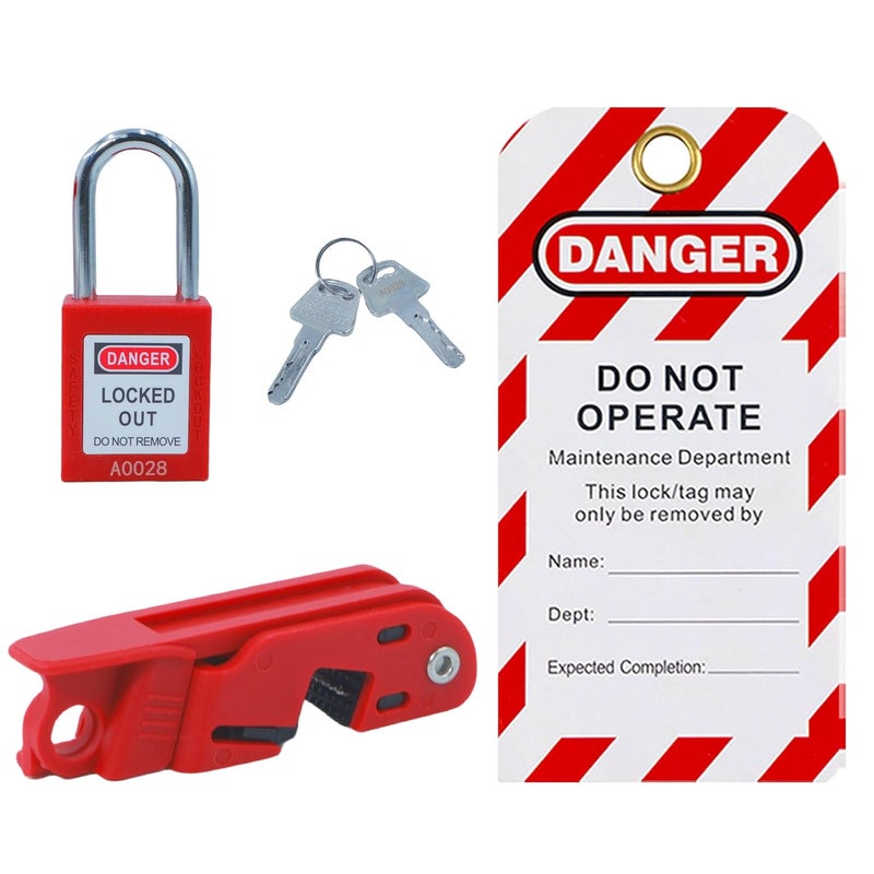 AuRandoo Circuit Breaker Lockout,Breaker Box Lock for 110-240V Electrical Panels - Single/Double Toggle Red Electrical Box Lockout Tagout OSHA Compliant - Image 1